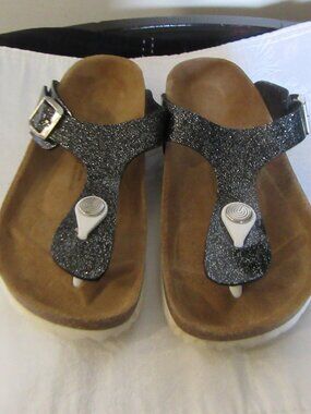 Girls Size 3 Thongs Black with silver Sparkles Genuins